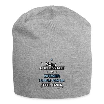 Infirmier sapeur pompier super canon ! idée cadeau - Bonnet en jersey - gris chiné - Devant
