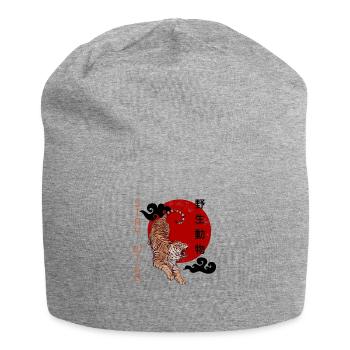 Japanese tiger art, tiger roar - Jersey Beanie - heather grey - Front