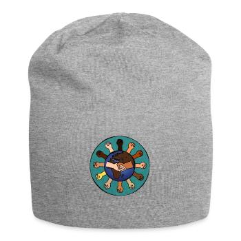 Kein Platz für Rassismus - Jersey-Beanie - Grau meliert - Vorne