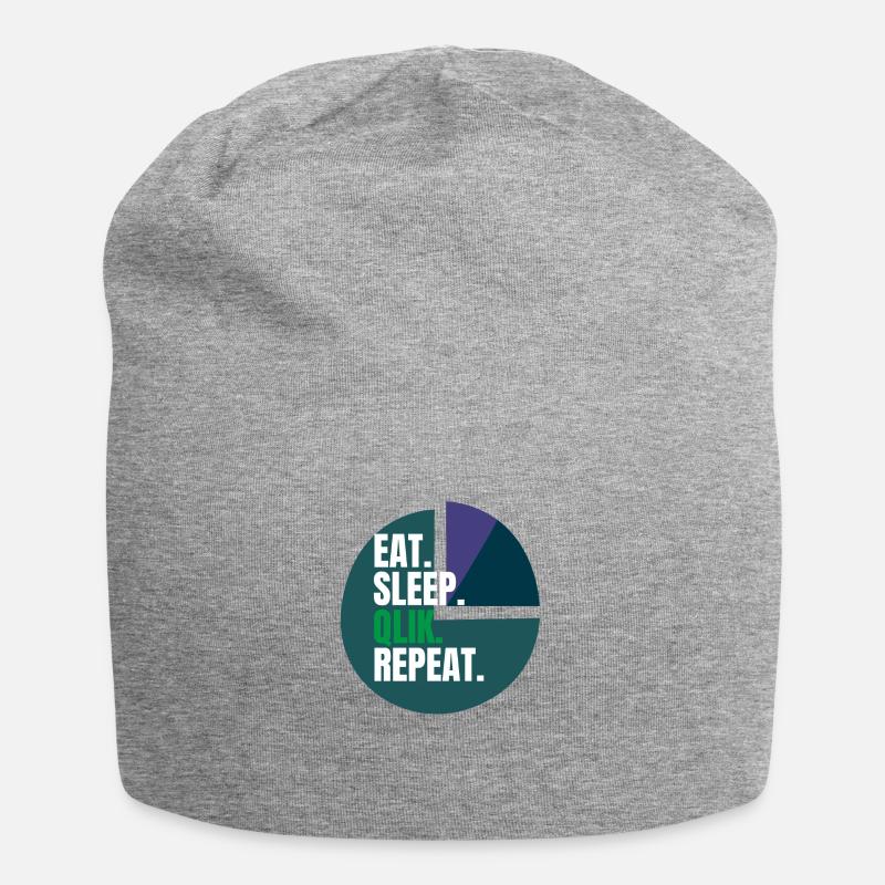 Eat Sleep Qlik Repeat - Jersey-Beanie - Grau meliert