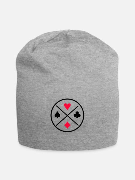 Card Symbols Poker - Jersey-Beanie - Grau meliert