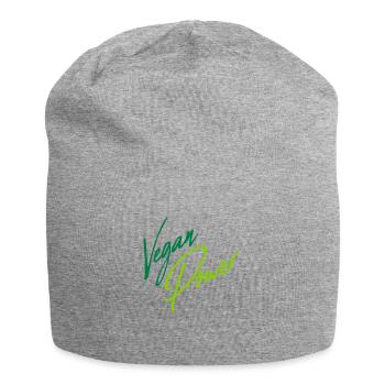 Vegan Power Schreibschrift - Jersey-Beanie - Grau meliert - Vorne