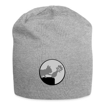 Flower vase falls down cat - Jersey Beanie - heather grey - Front