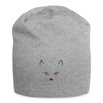 Chat - Bonnet en jersey - gris chiné - Devant