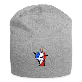 Hand blue white red - Jersey Beanie - heather grey - Front