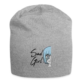 Visage de sad girl en pleurs - Bonnet en jersey - gris chiné - Devant