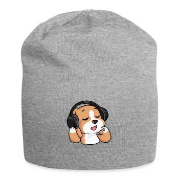 Der singende Beagle - Jersey-Beanie - Grau meliert - Vorne