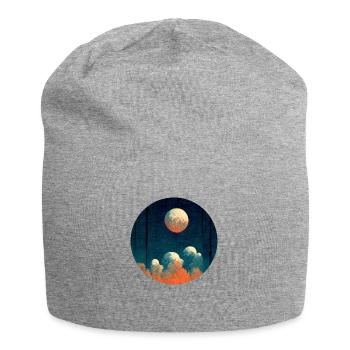 Mond am Abend - Jersey-Beanie - Grau meliert - Vorne