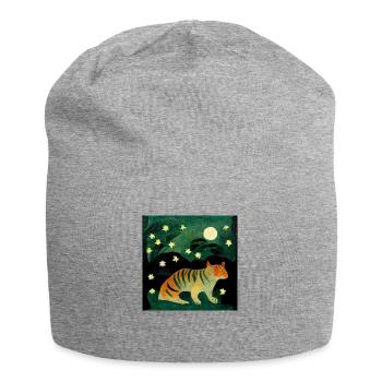 Tigre au clair de lune - Bonnet en jersey - gris chiné - Devant