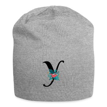 lettre Y fleuris - Bonnet en jersey - gris chiné - Devant
