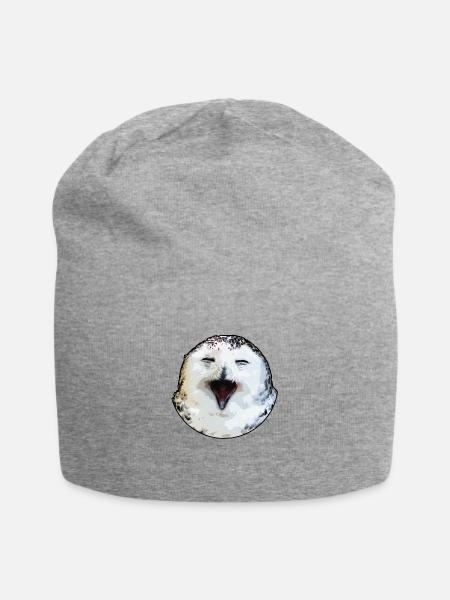 glückliche Eule - Jersey-Beanie - Grau meliert