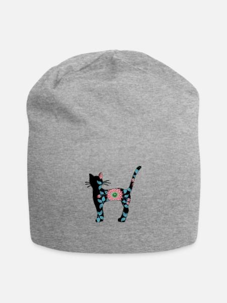 Katze - Jersey-Beanie - Grau meliert