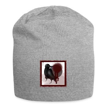 Dark Raven Jackdaw Bird in Black - Jersey Beanie - heather grey - Front