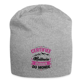 Certifiée meilleure maman du monde - Humour cadeau - Bonnet en jersey - gris chiné - Devant