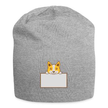 Schild zeigender braver Hund - Jersey-Beanie - Grau meliert - Vorne
