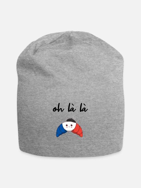 Frankreich Croissant Oh la la Geschenkidee - Jersey-Beanie - Grau meliert