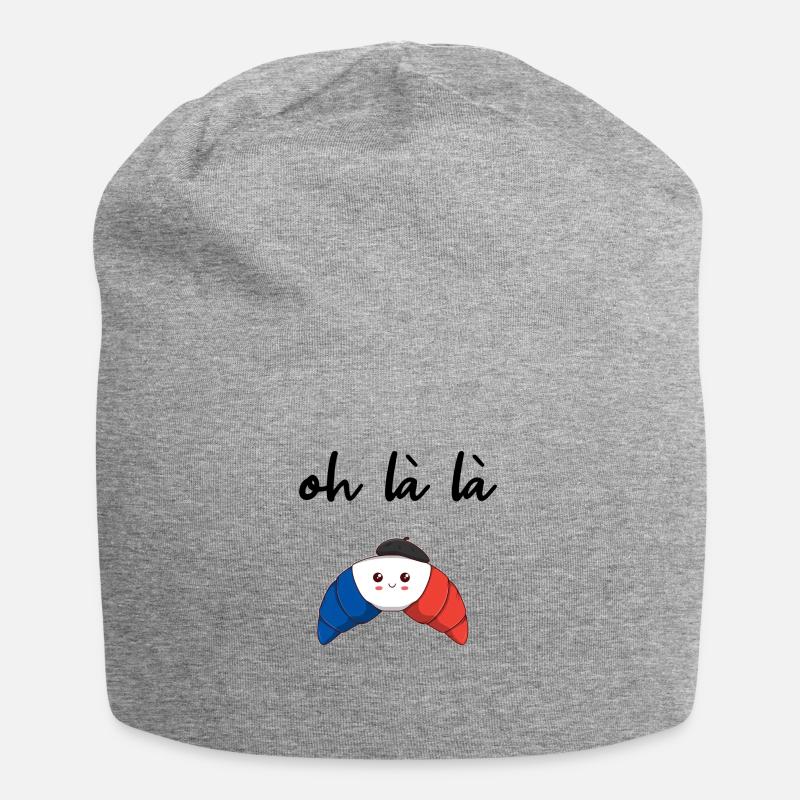Frankreich Croissant Oh la la Geschenkidee - Jersey-Beanie - Grau meliert