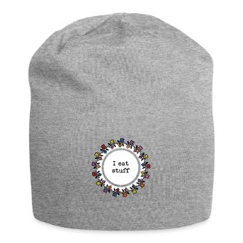 I eat stuff - Jersey Beanie - heather grey - Front