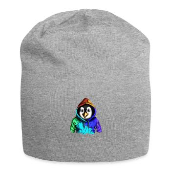 Pingouin surpris avec pull - Bonnet en jersey - gris chiné - Devant