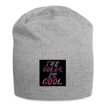 Farbe ist cool, buntes Thema - Jersey-Beanie - Grau meliert - Vorne