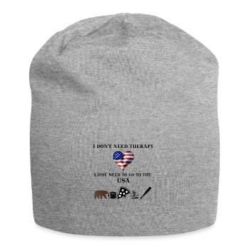 USA lustig Geschenkidee Therapie Amerika - Jersey-Beanie - Grau meliert - Vorne