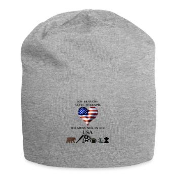 USA lustig Therapie Geschenkidee Amerika - Jersey-Beanie - Grau meliert - Vorne