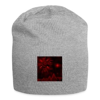 SOLEIL ET PYRAMIDES ROUGES - Bonnet en jersey - gris chiné - Devant
