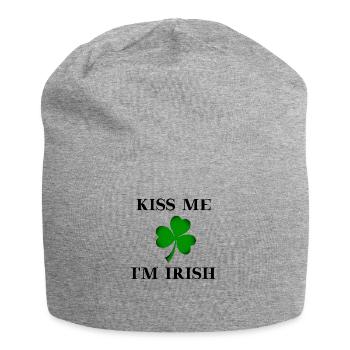St Patrick's Day Geschenkidee Kiss me I'm Irish - Jersey-Beanie - Grau meliert - Vorne