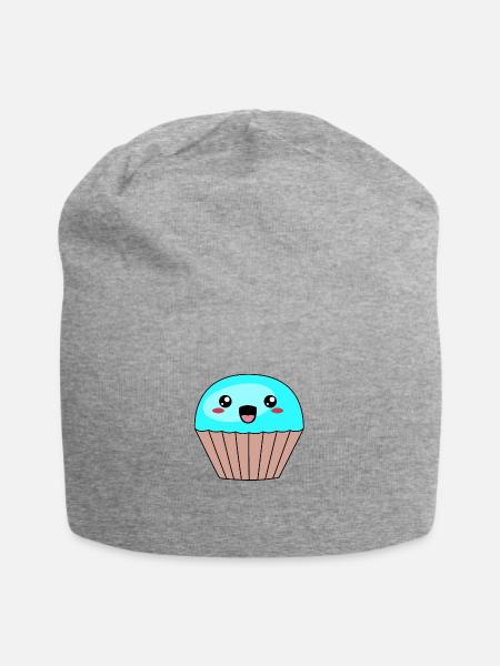 süßer blauer Muffin - Jersey-Beanie - Grau meliert