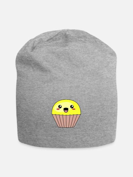 süßer gelber Muffin - Jersey-Beanie - Grau meliert