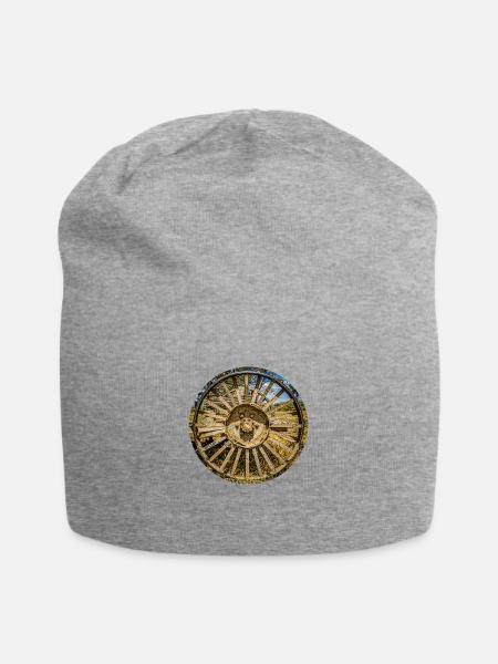 Rostiges altes Rad von Landmaschinen in einem - Jersey-Beanie - Grau meliert