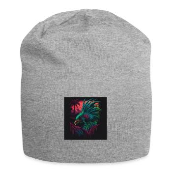 Peacock with neon colors, synthwave / 80s - Jersey Beanie - heather grey - Front
