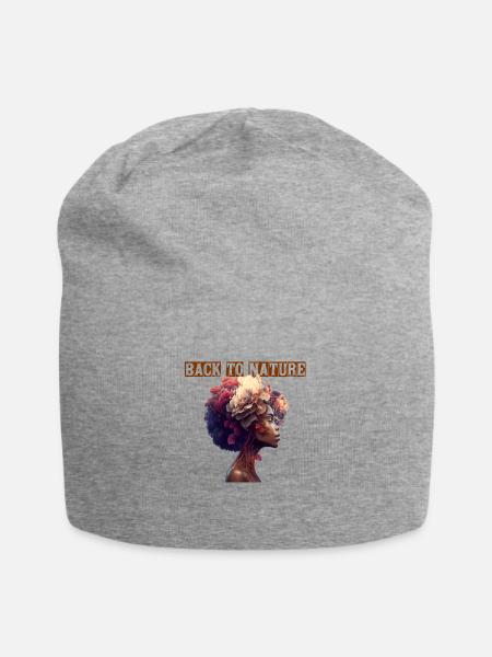 Blühender Frauenkopf Back to Nature Geschenk - Jersey-Beanie - Grau meliert