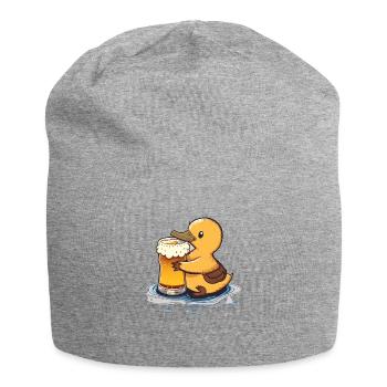 Süßes Entlein mit Bier. Lustiges Bier mit Tier - Jersey-Beanie - Grau meliert - Vorne