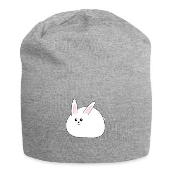 Fat, sweet White Bunny, Easter - Jersey Beanie - heather grey - Front