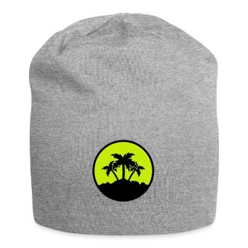 Palm Design - Jersey Beanie - heather grey - Front