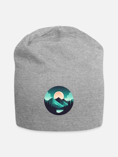 Gebirgslandschaft Geometrische Kunst - Jersey-Beanie - Grau meliert