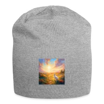 Hund im Himmel - Vierbeiner verlässt die Welt - Jersey-Beanie - Grau meliert - Vorne