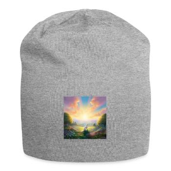 Hund im Himmel - Vierbeiner verlässt die Welt - Jersey-Beanie - Grau meliert - Vorne