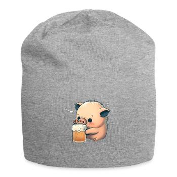 Süsser Schwein trinkt BIer - Jersey-Beanie - Grau meliert - Vorne