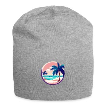 Summer Palm Tree Palm Palm Holiday Sun Gift - Jersey Beanie - heather grey - Front
