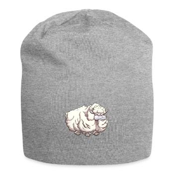 Haariges Cartoon-Schaf - Jersey-Beanie - Grau meliert - Vorne