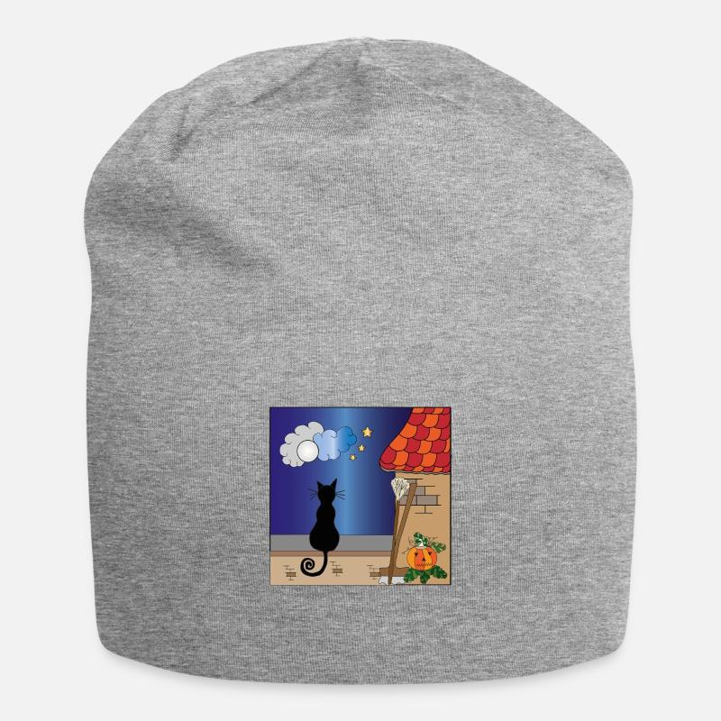 Katze an der Wandfarbe - Jersey-Beanie - Grau meliert