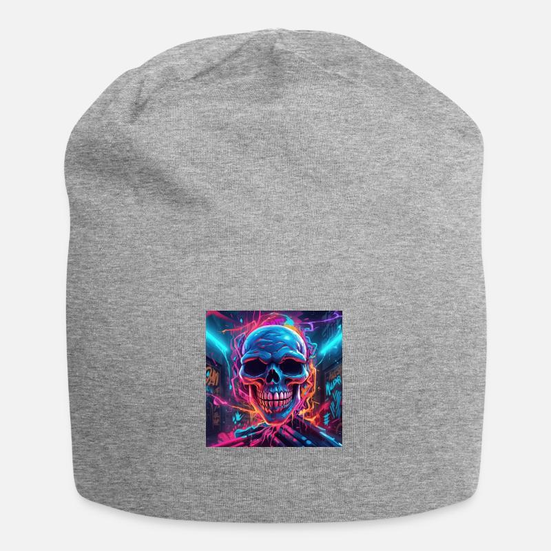 Elektro Skull Graffiti - Jersey-Beanie - Grau meliert