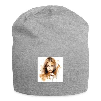 Aquarelle Art Belle Femme - Bonnet en jersey - gris chiné - Devant