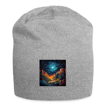 Wald bei Nacht - Jersey-Beanie - Grau meliert - Vorne