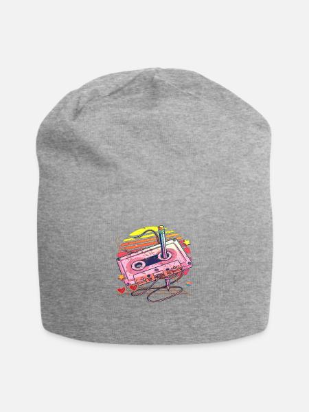 80er Jahre Retro Vintage lustig 70er Jahre Nostalgie Musik Liebe - Jersey-Beanie - Grau meliert