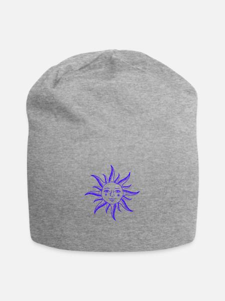 sonne gesicht heilige geometrie yoga Geschenkidee - Jersey-Beanie - Grau meliert