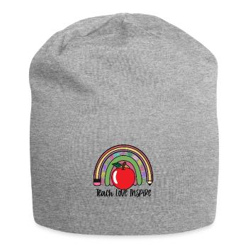Teach love inspire Regenbogen Lehrerinnen Souvenir - Jersey-Beanie - Grau meliert - Vorne
