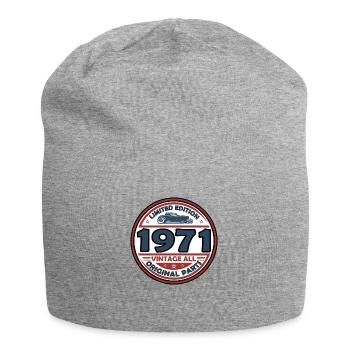 Jahrgang 1971 - Jersey-Beanie - Grau meliert - Vorne